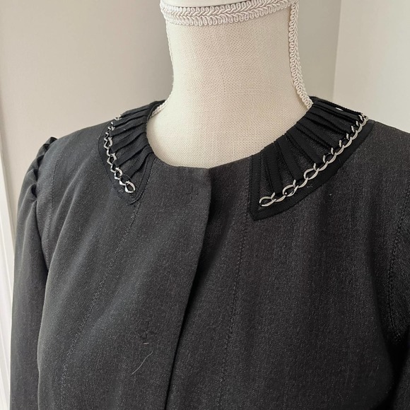 Tahari Embellished Collar Gray Blazer / Jacket - Picture 2 of 8